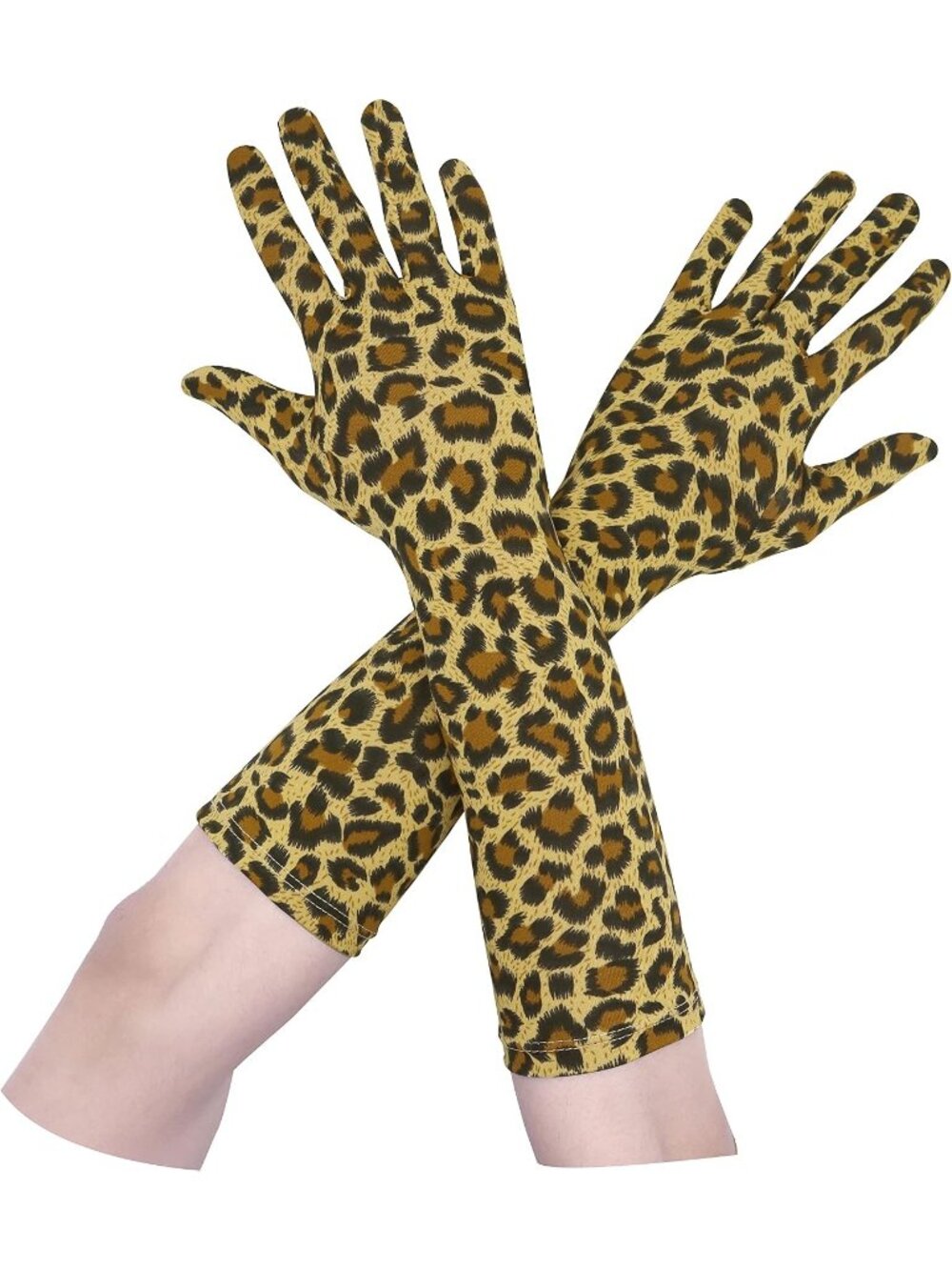 Women's Leopard Unisex 15" Long Elbow Spandex Costume Party Opera Gloves